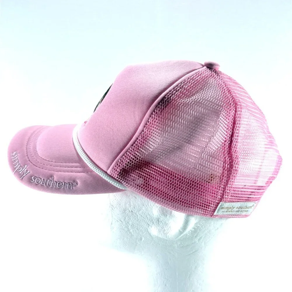 Simply Southern‎ Embroidered Sloth Hang In There Pink Snapback Trucker Hat